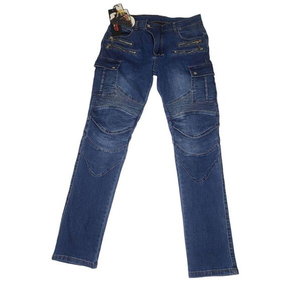 Loong Biker Mens Motorcycle Pants Protective Riding Black Jeans Size 32 - New No - Picture 2 of 12